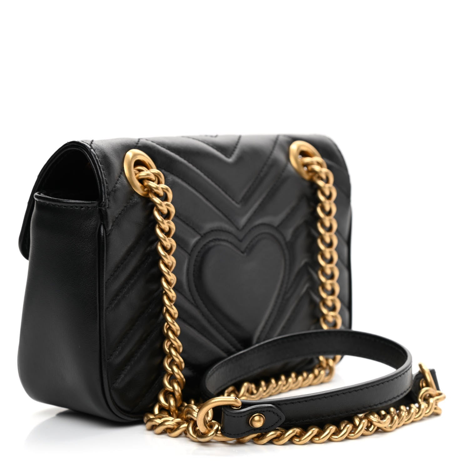 Gucci Calfskin Matelasse Mini GG Marmont Shoulder Bag Black 3 of 9