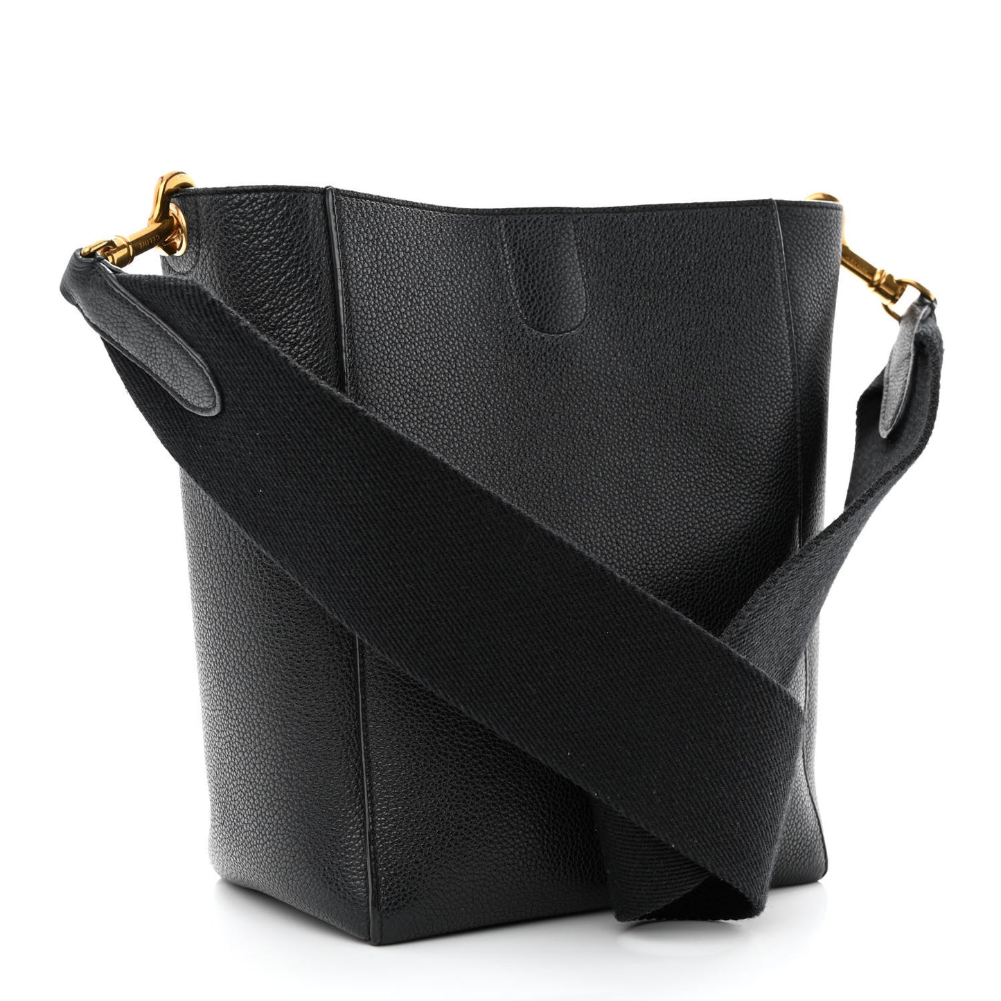 Soft Grained Calfskin Small Sangle Bucket Bag Black