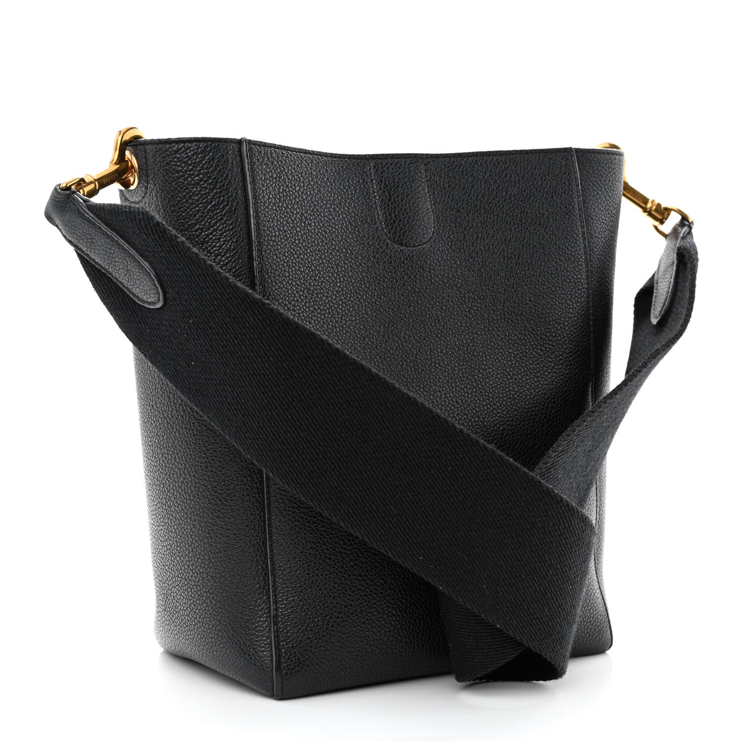 Celine Soft Grained Calfskin Small Sangle Bucket Bag Black 3 of 16