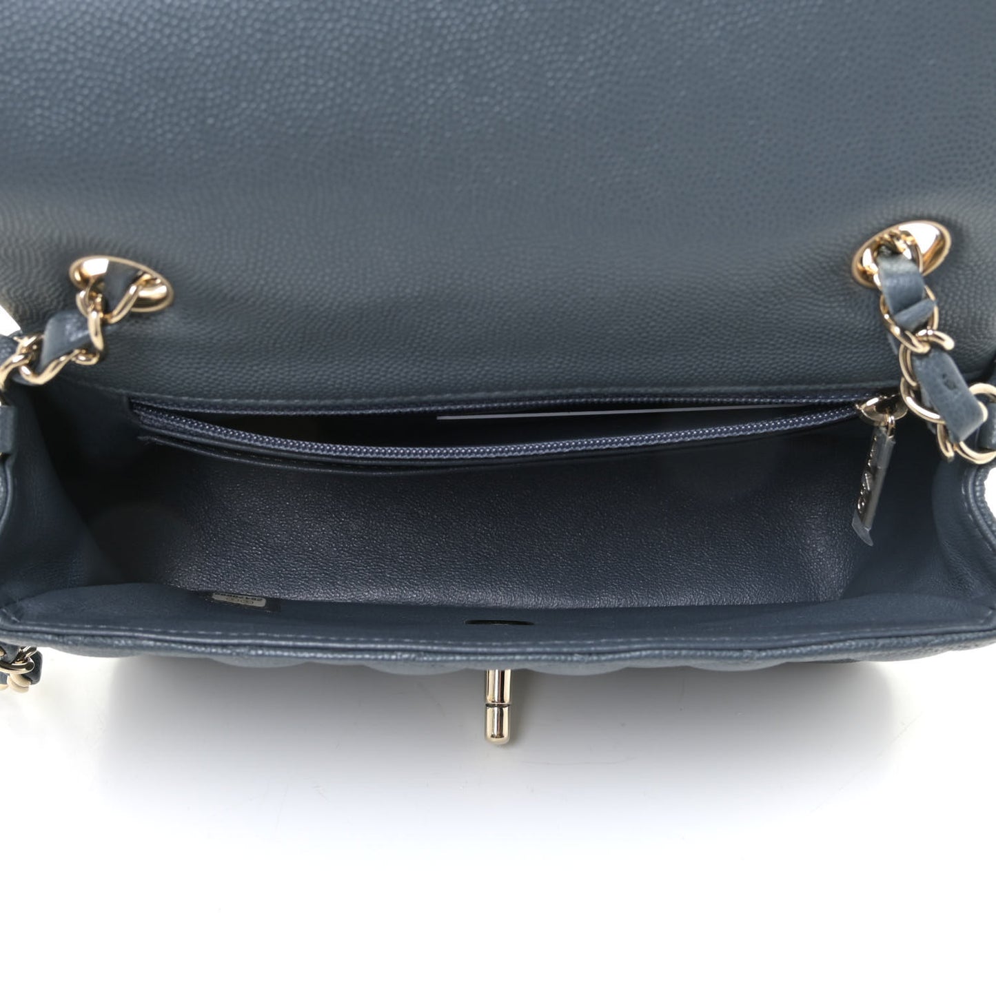 Caviar Quilted Mini Rectangular Flap Dark Grey