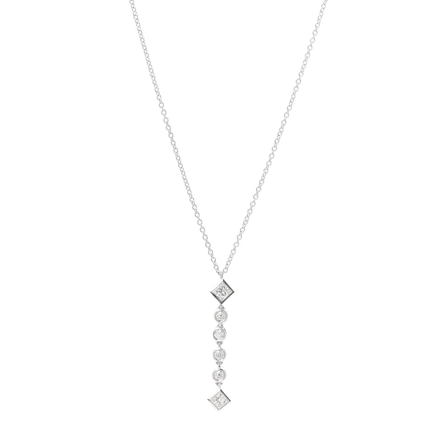 Platinum Diamond Grace Drop Pendant Necklace