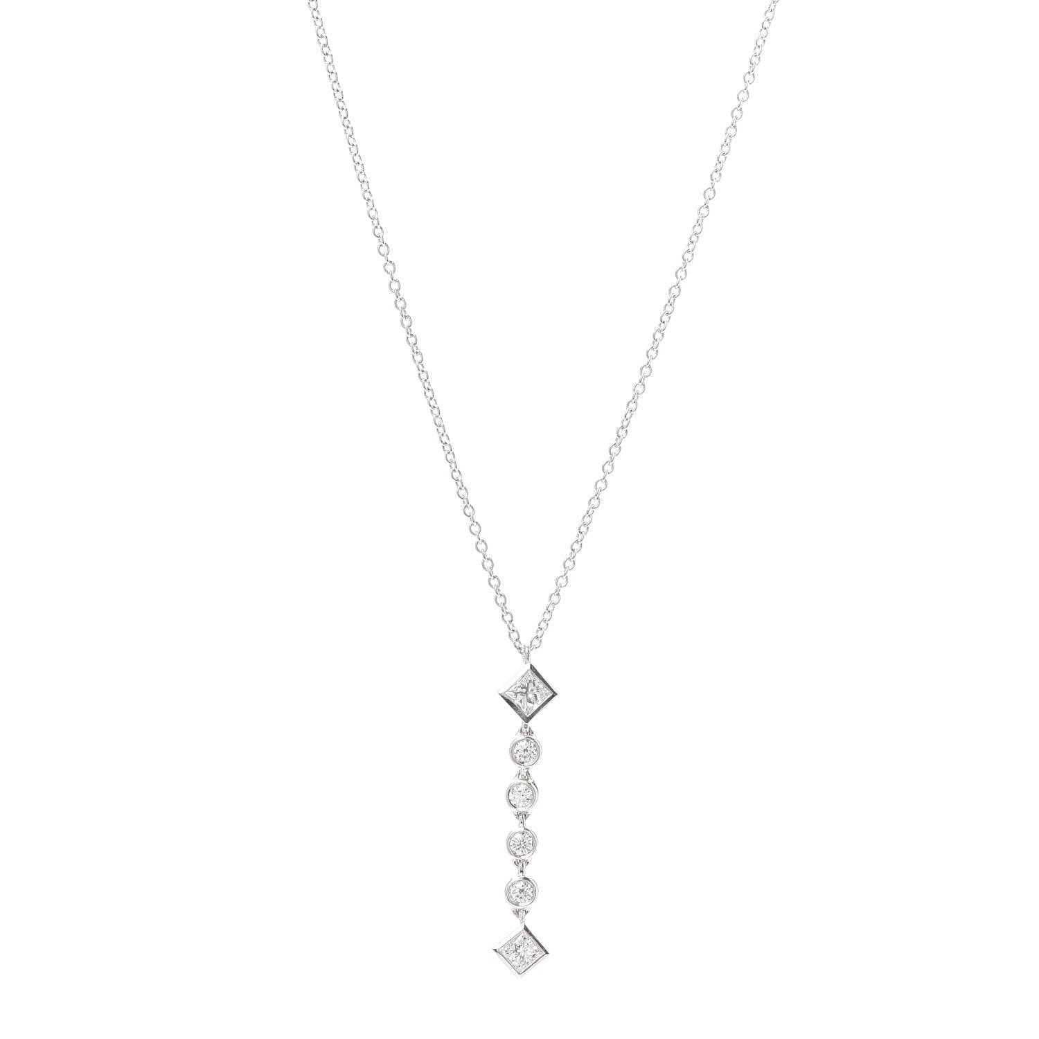 Tiffany Platinum Diamond Grace Drop Pendant Necklace 1 of 6