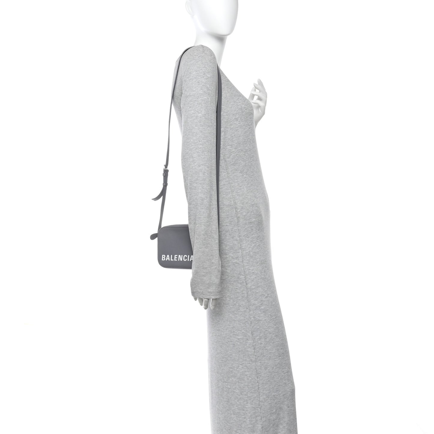 Grained Calfskin Logo XS Ville Camera Bag Gris Perle Fonce White