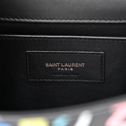 Saint Laurent Grain De Poudre Small Monogram Graphic Print Kate Satchel Black 6 of 11
