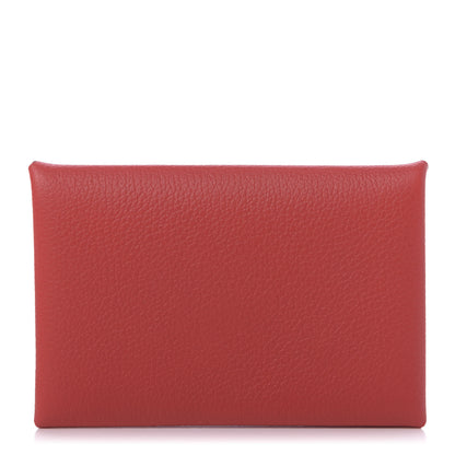 Hermes Evercolor Calvi Card Case Rouge De Coeur 1 of 9