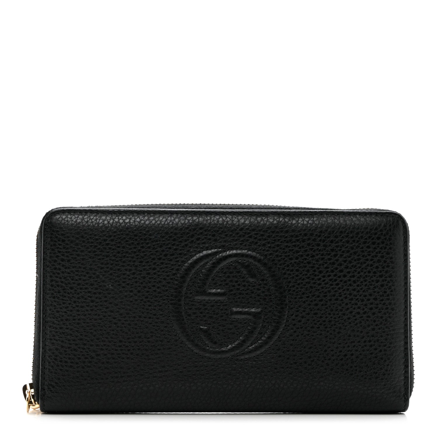 Gucci Pebbled Calfskin Soho Zip Around Wallet Black 1 of 7