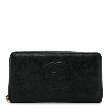 Gucci Pebbled Calfskin Soho Zip Around Wallet Black 1 of 7