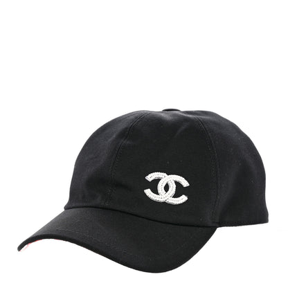 Chanel Cotton Beaded CC Cap Hat Black 1 of 8