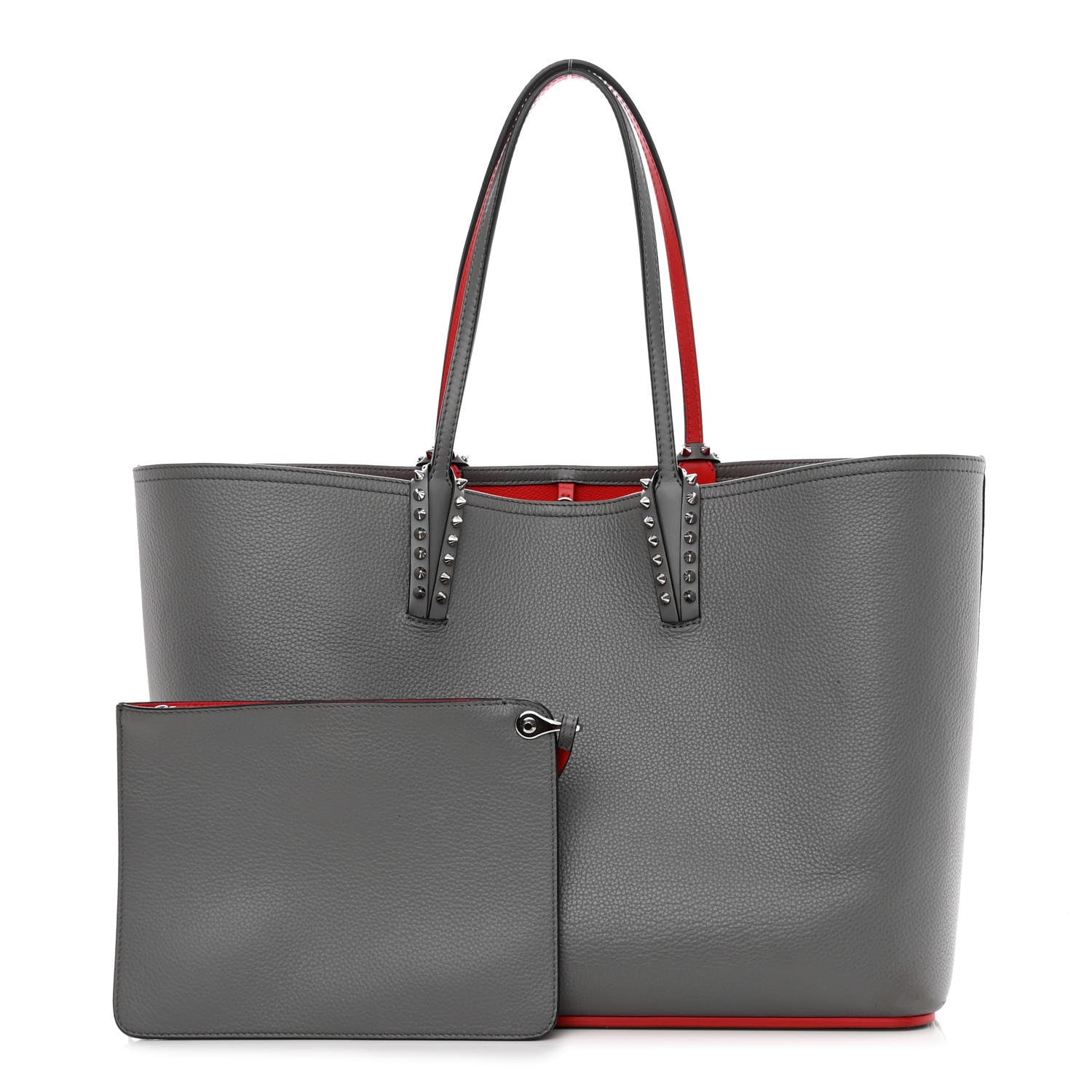 Christian Louboutin Calfskin Spikes East West Cabata Tote Kraft Red 1 of 12