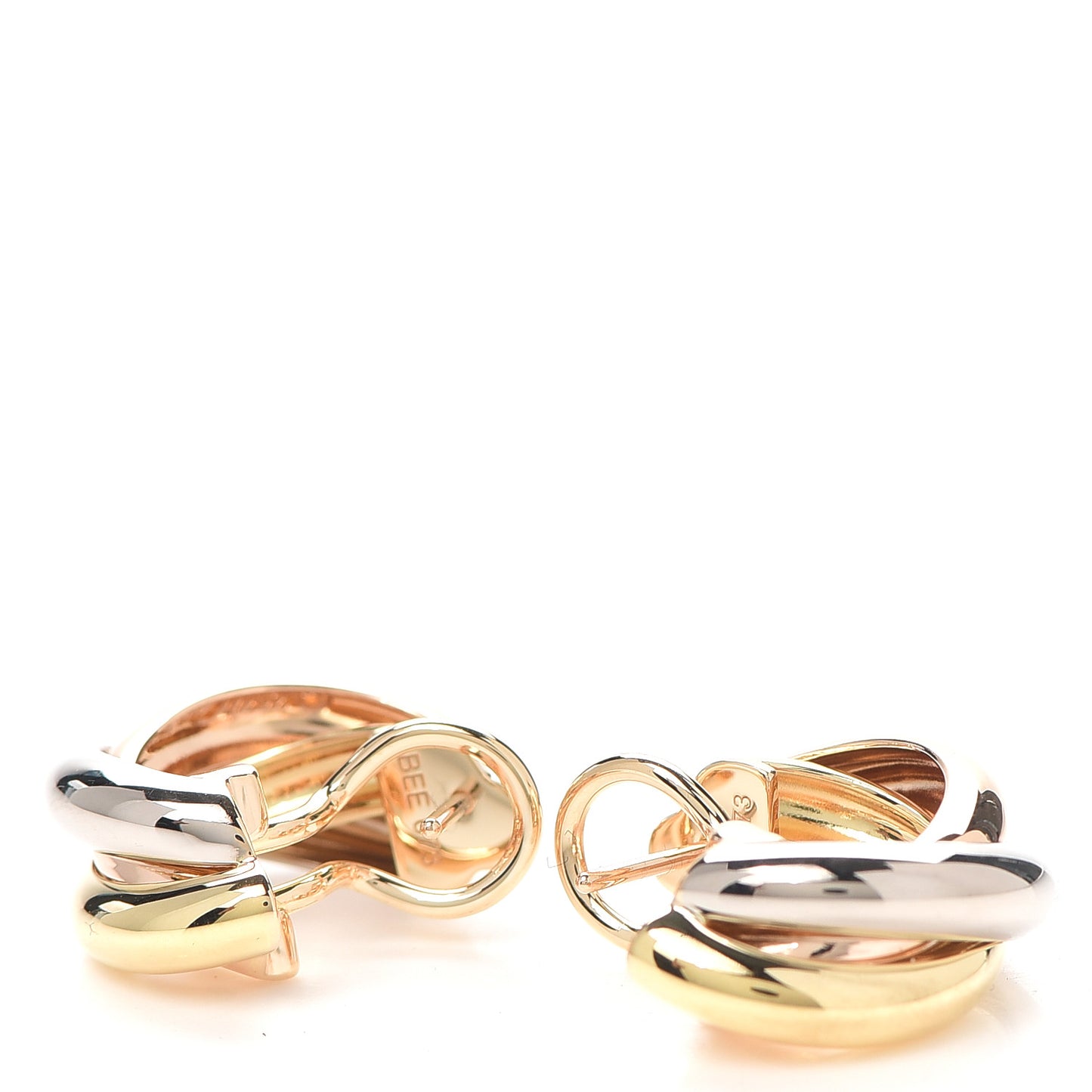 18K Pink Yellow White Gold Small Trinity Earrings
