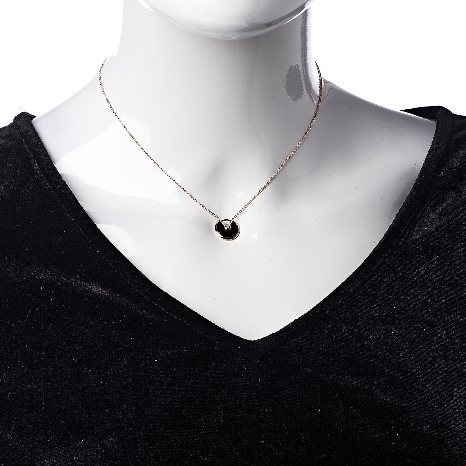 Cartier 18K Pink Gold Diamond Black Onyx XS Amulette de Cartier Pendant Necklace 2 of 7