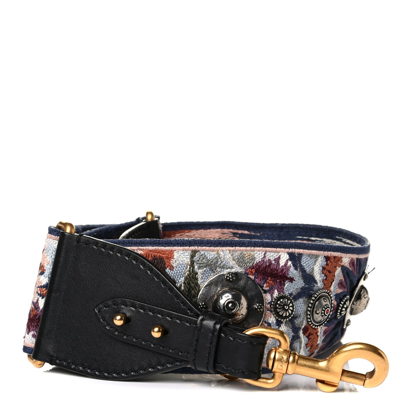 Canvas Embroidered Studded KaleiDiorscopic Shoulder Strap Multicolor