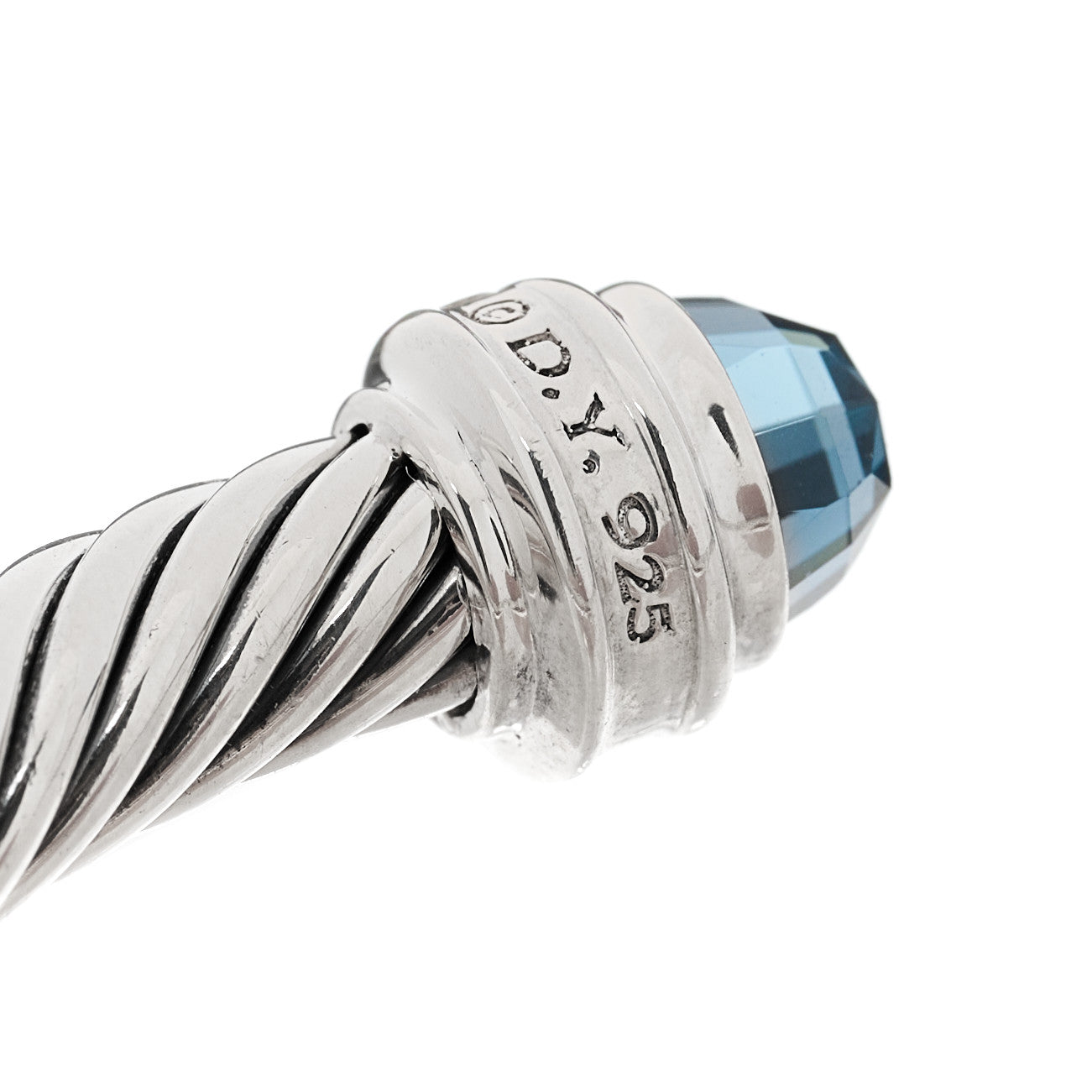 Sterling Silver Diamond Hampton Blue Topaz 5mm Cable Classics Bracelet