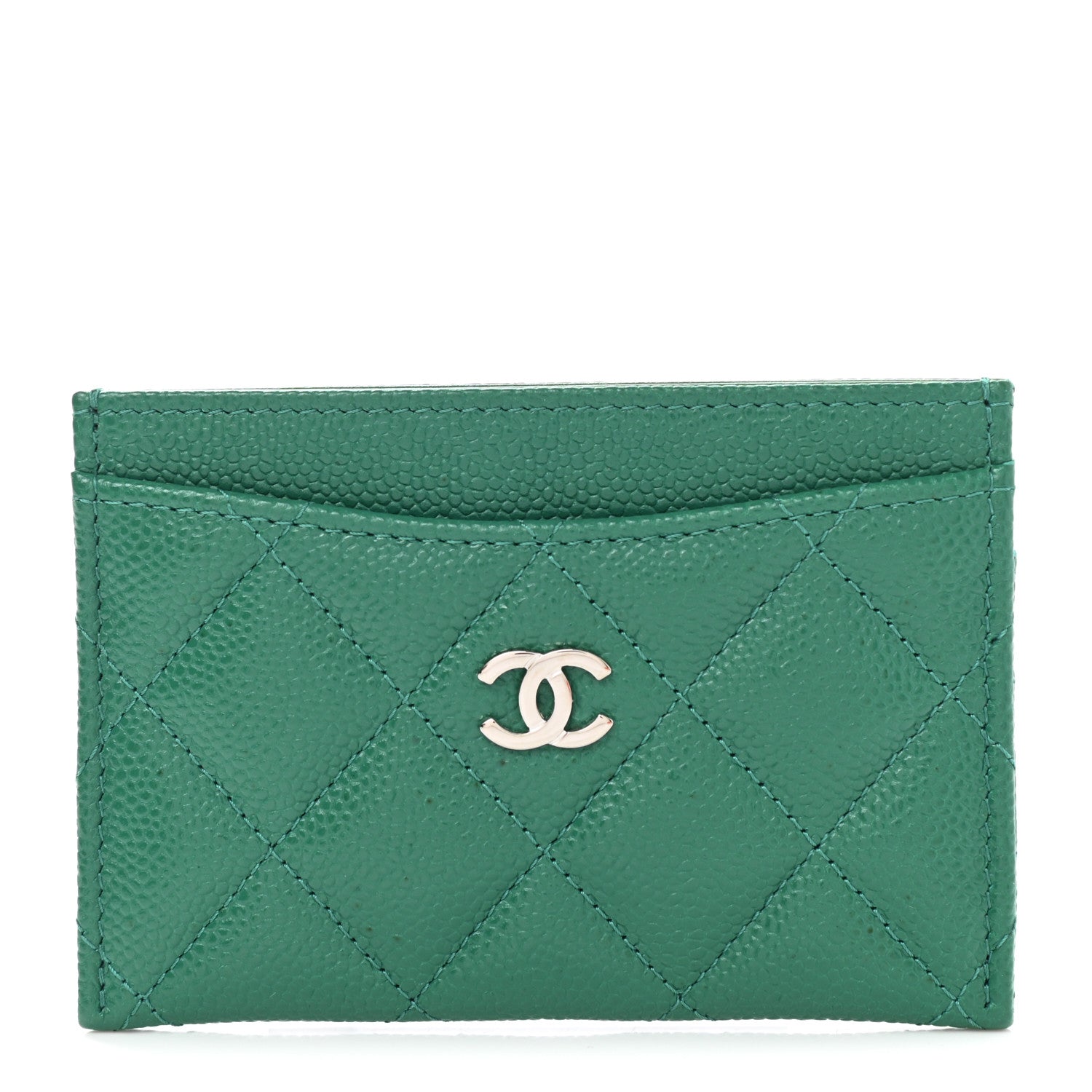 Chanel Caviar Quilted Card Holder Green 1 of 9