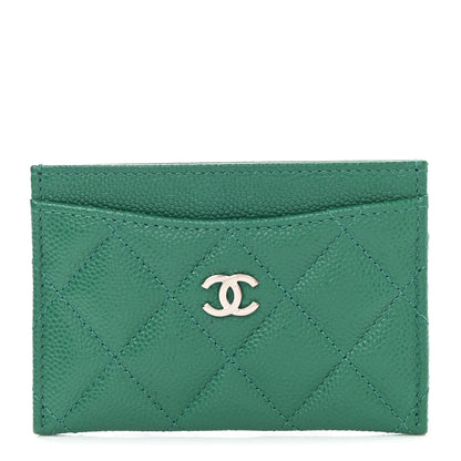 Chanel Caviar Quilted Card Holder Green 1 of 9