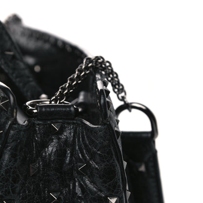 Valentino Garavani Craquele Nappa Rockstud Spike Tote Black 10 of 14