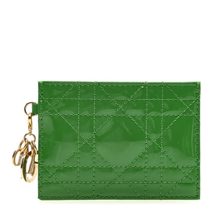 Christian Dior Patent Cannage Lady Dior Card Holder Green 1 of 6