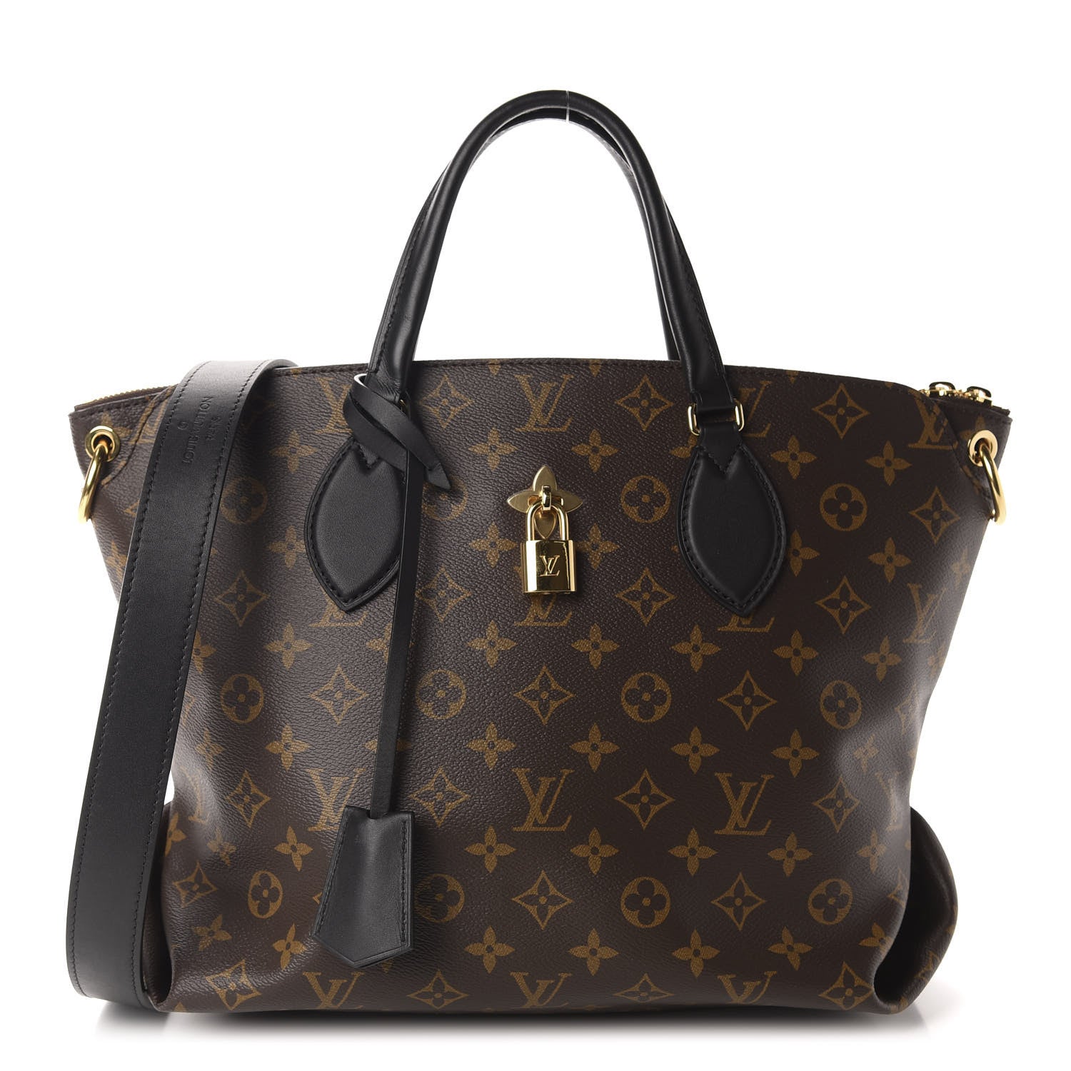 Louis Vuitton Monogram Flower Zipped Tote MM Black 1 of 10