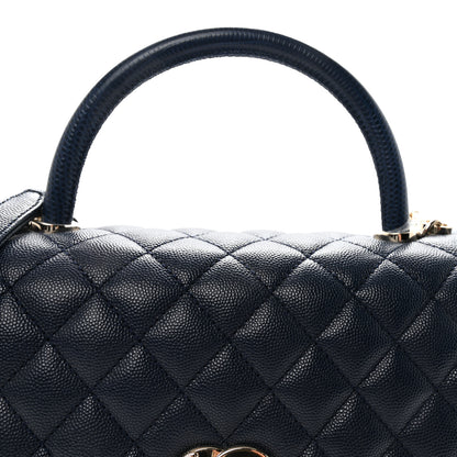 Chanel Caviar Lizard Embossed Quilted Small Coco Handle Flap Navy Blue 7 of 9