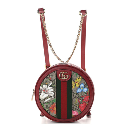 Gucci GG Supreme Monogram Web Flora Mini Ophidia Round Backpack Red 1 of 9