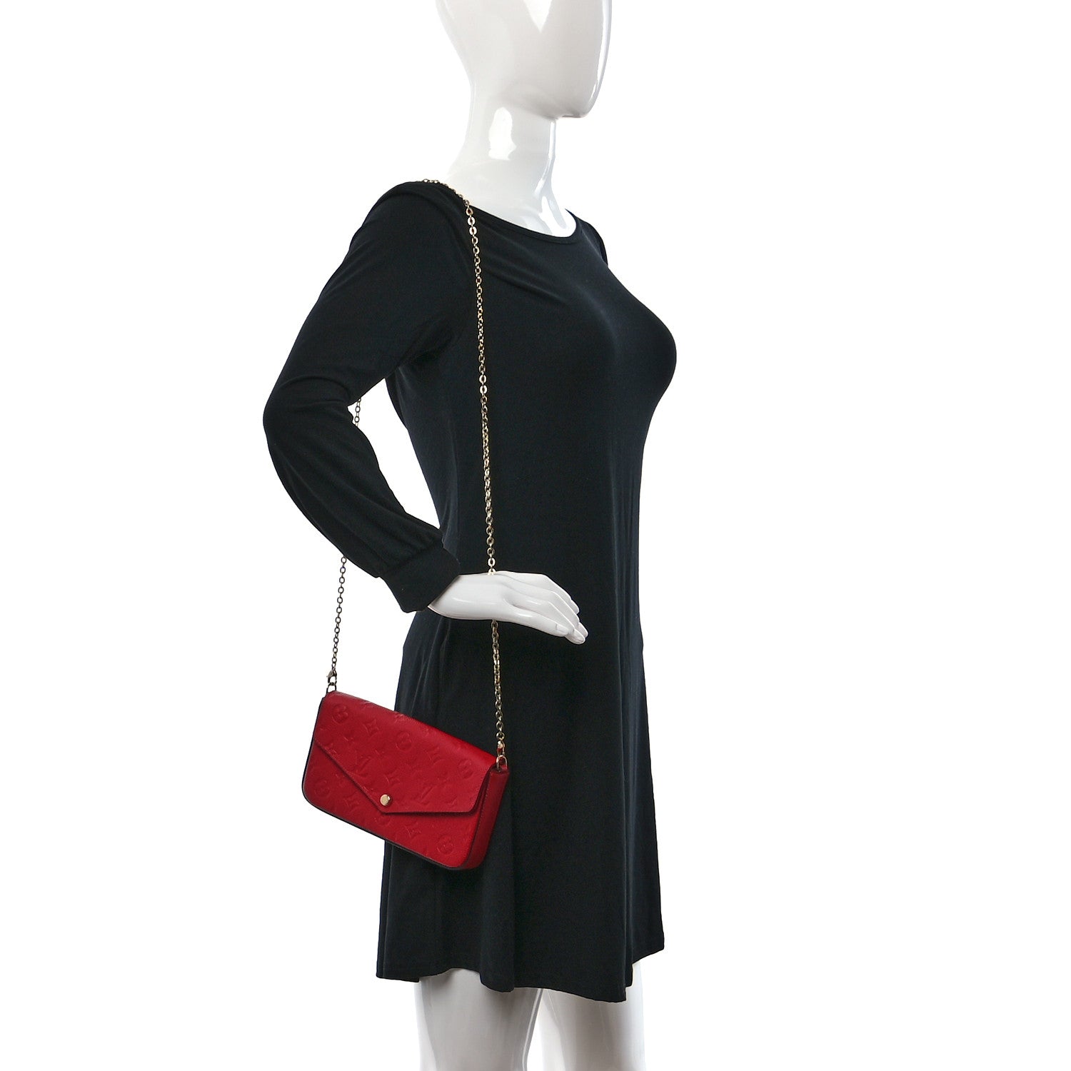 Louis Vuitton Empreinte Pochette Felicie Chain Wallet Scarlet 2 of 9