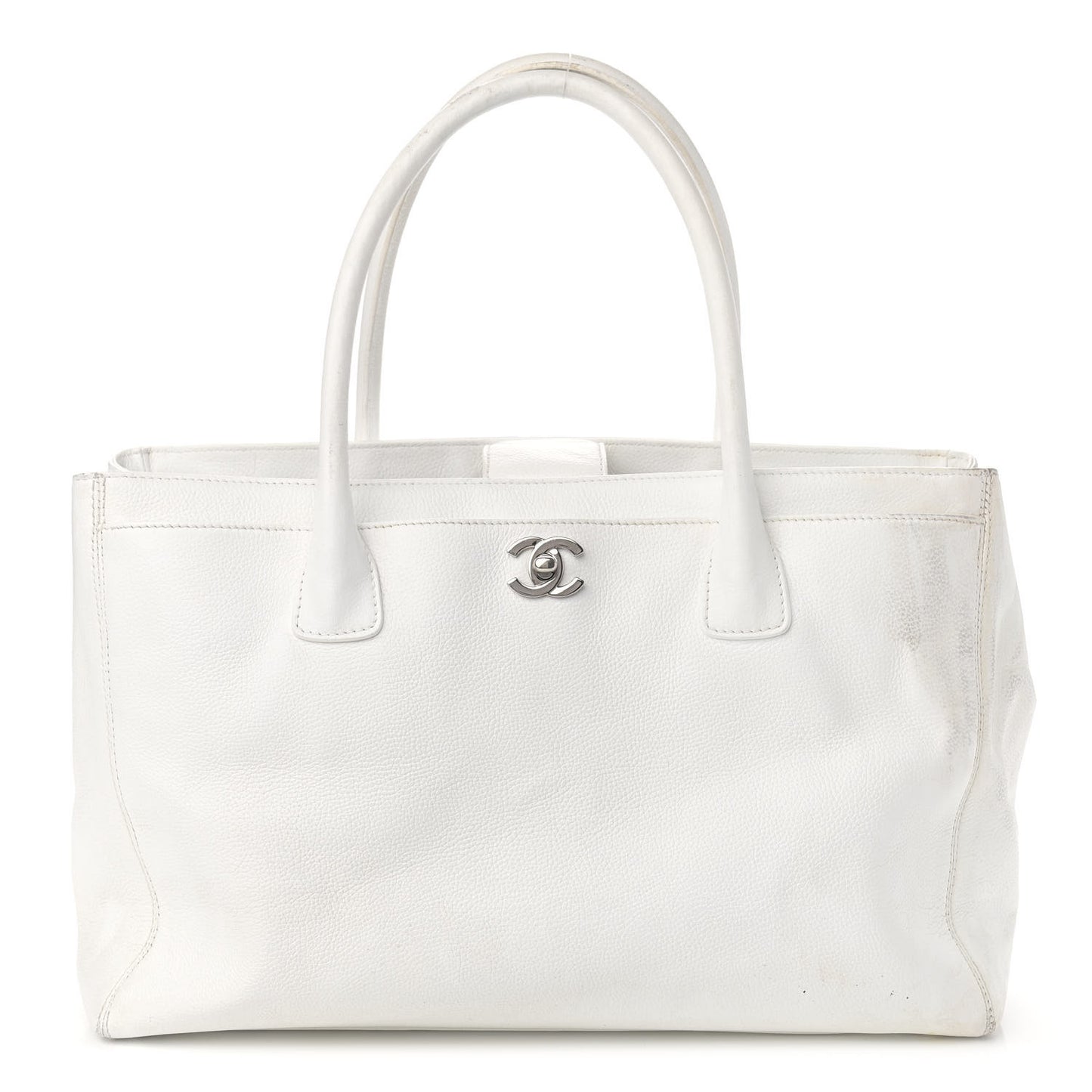 Calfskin Cerf Executive Shopper Tote White