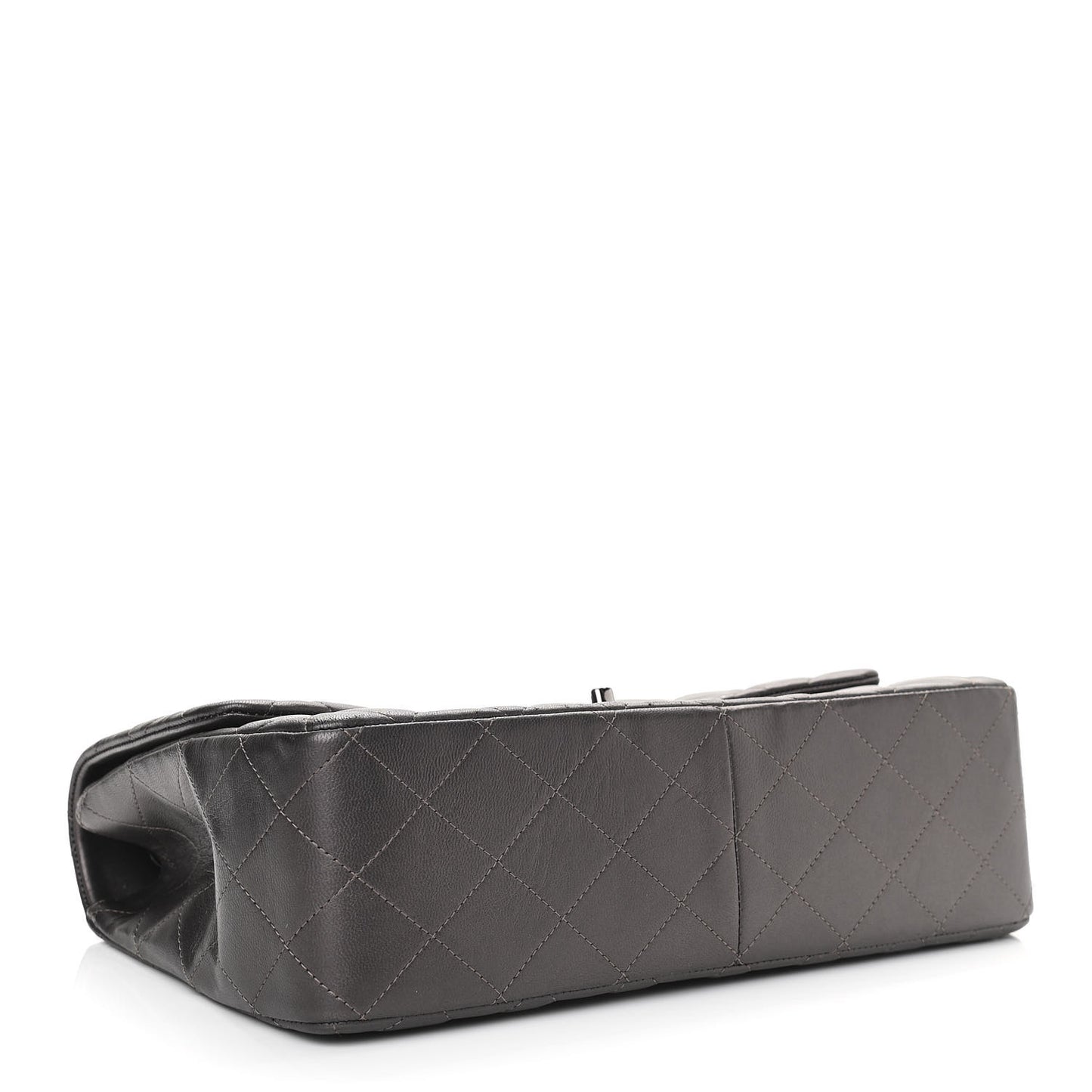 Metallic Lambskin Quilted Jumbo Single Flap Dark Grey