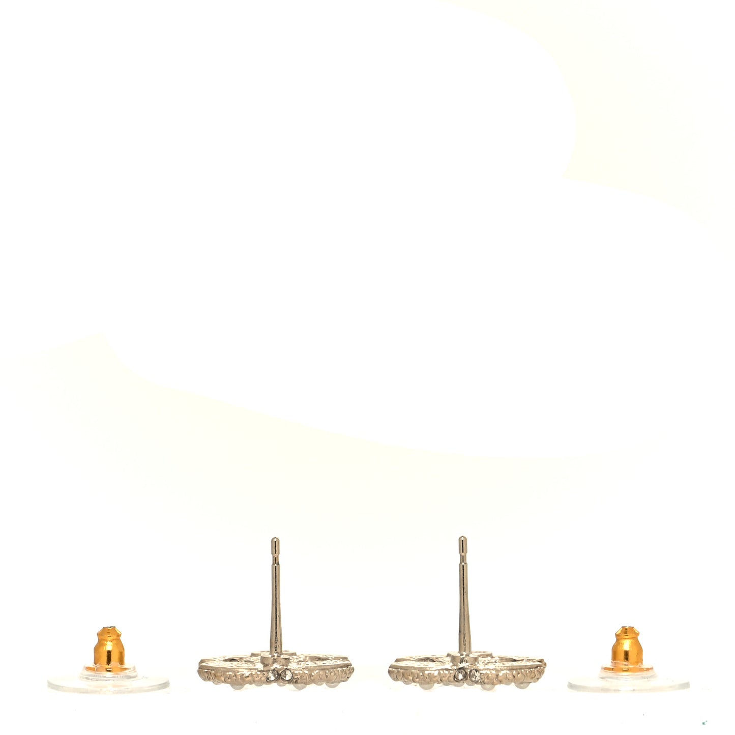 Metal Graduated Pearl Crystal CC Earrings Light Gold