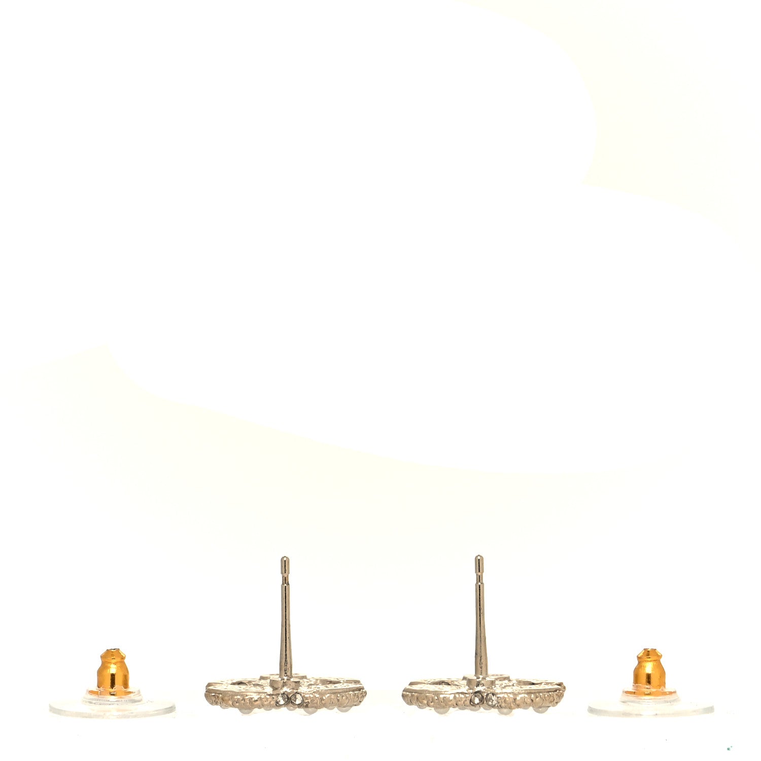 Chanel Metal Graduated Pearl Crystal CC Earrings Light Gold 3 of 4