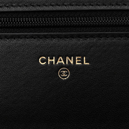 Chanel Lambskin Quilted Pearl Wallet On Chain WOC Black 6 of 12