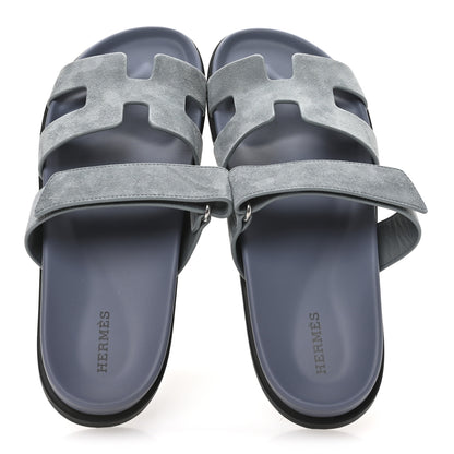 Hermes Suede Goatskin Womens Chypre Sandals 40 Vert D'Eau 2 of 9