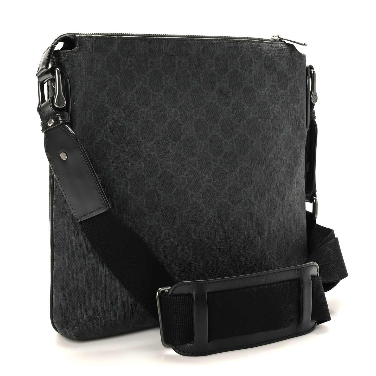 GG Supreme Monogram Crossbody Messenger Bag Black Grey