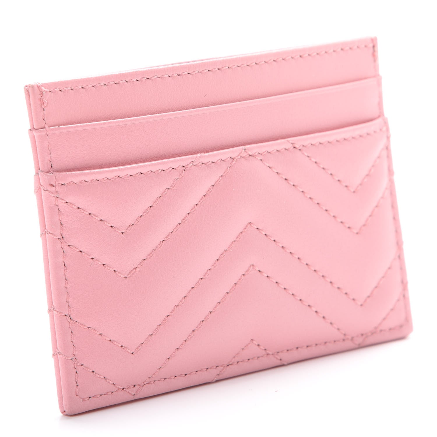 Gucci Calfskin Matelasse GG Marmont Card Holder Wild Rose 2 of 6