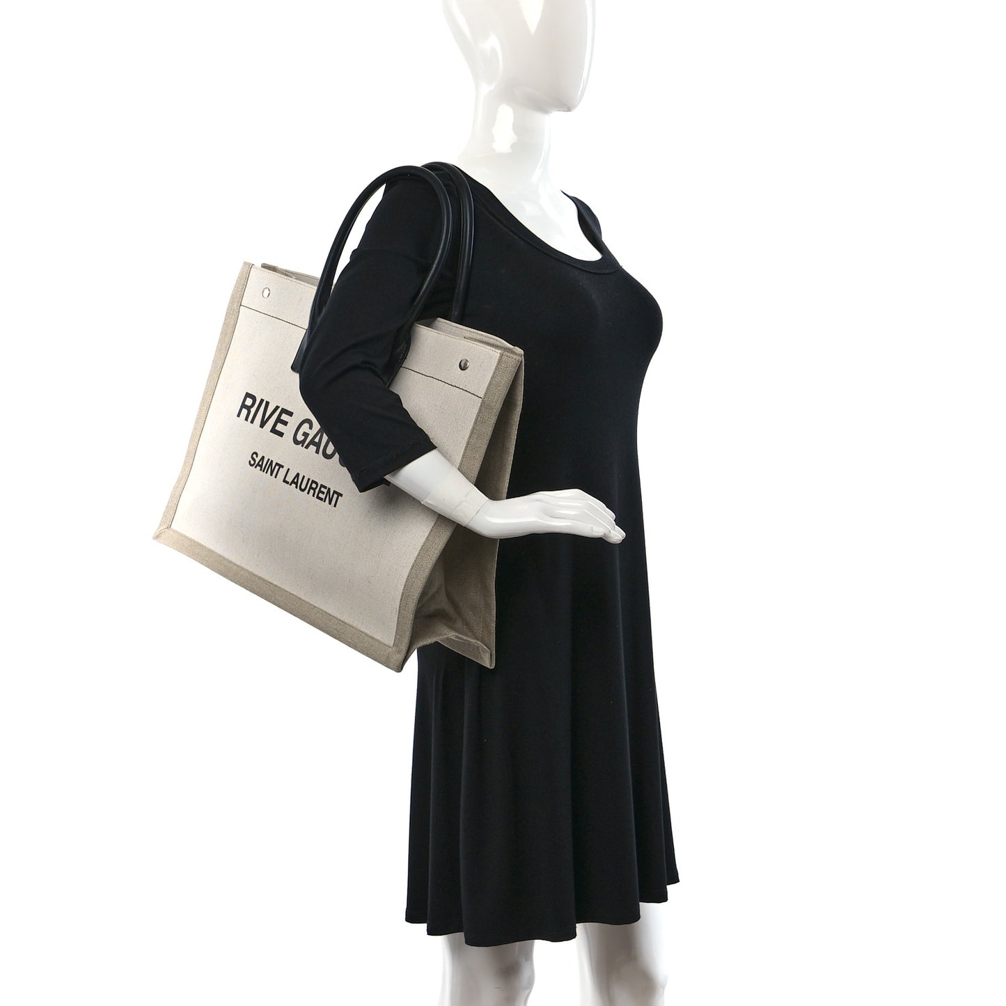 Linen Calfskin Rive Gauche Tote Optic White