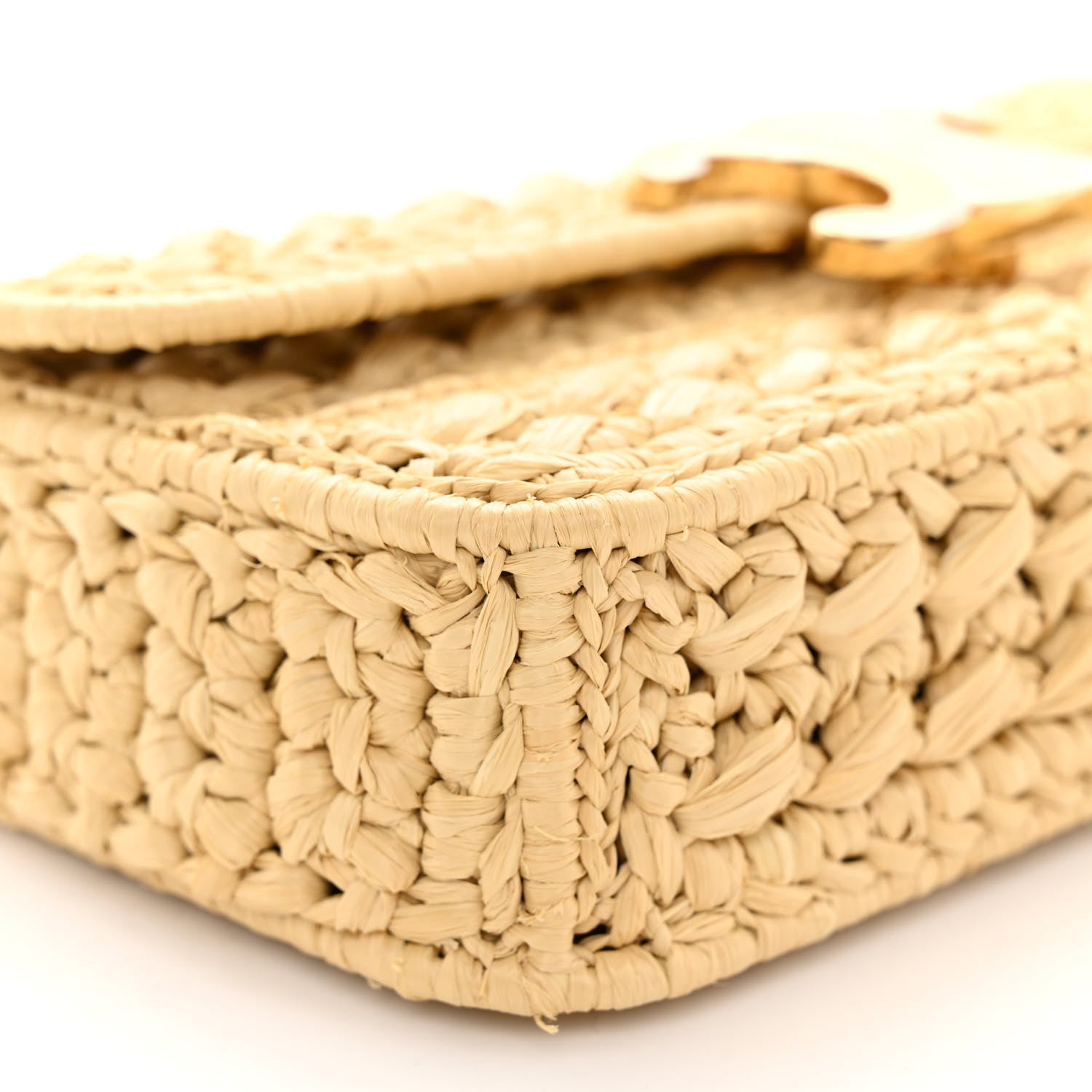 Celine Raffia Triomphe Chain Shoulder Bag Natural 8 of 9