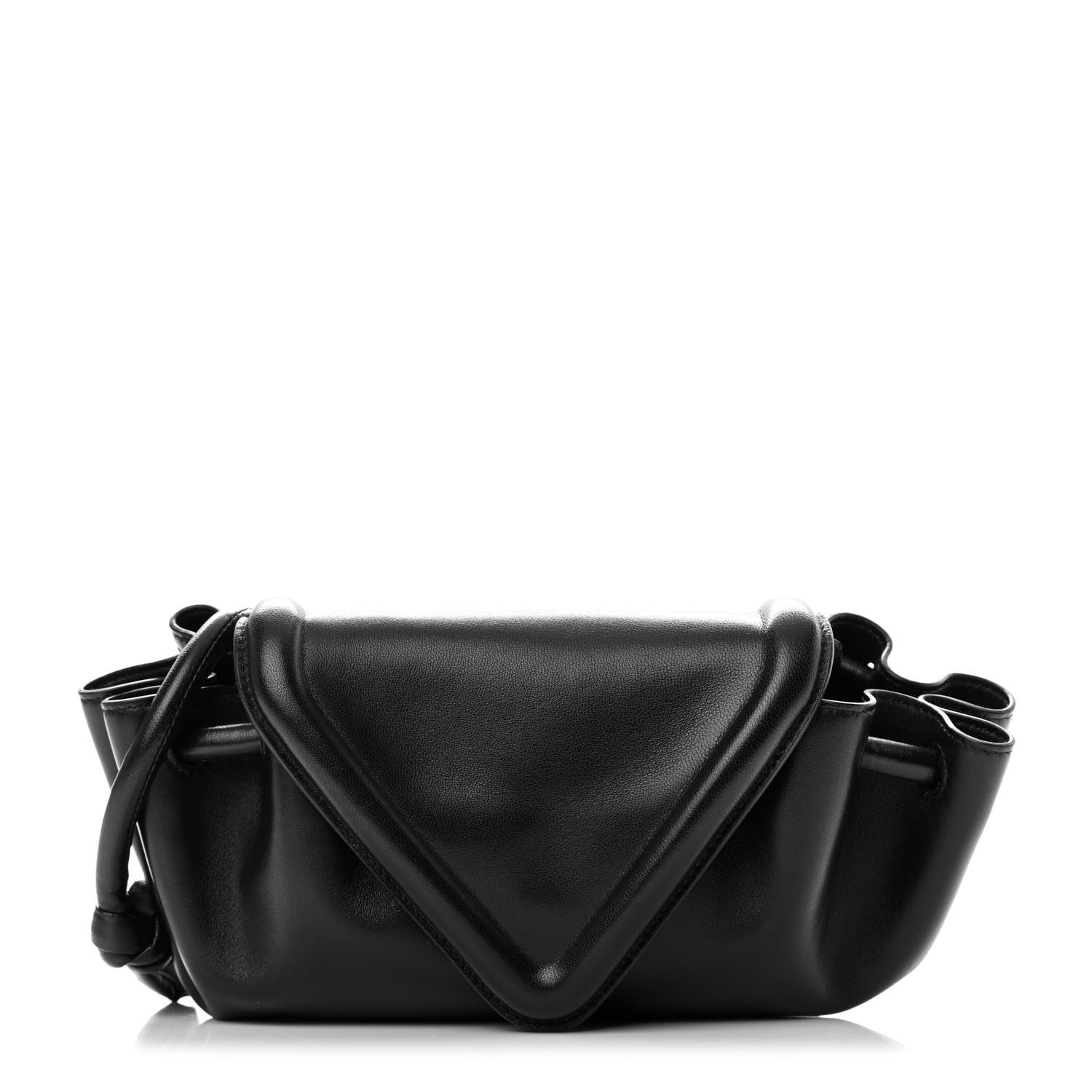 Bottega Veneta Lambskin Small Beak Triangle Flap Shoulder Bag Black 1 of 12