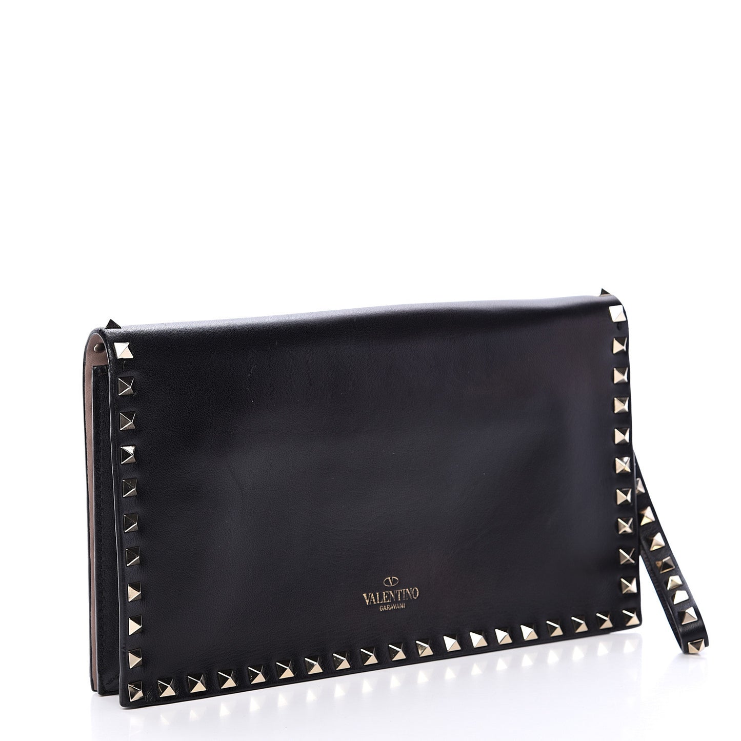 Nappa Rockstud Wristlet Clutch Black