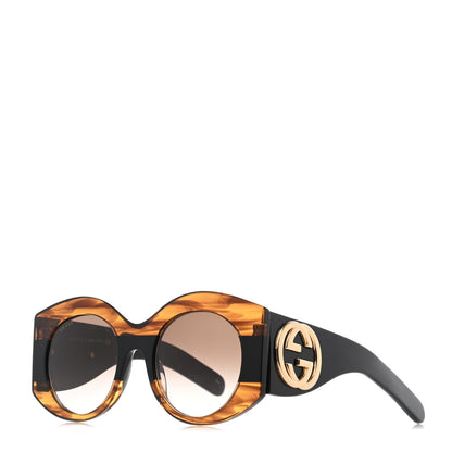 Gucci Acetate Round Frame Sunglasses GG0177S Brown 1 of 7