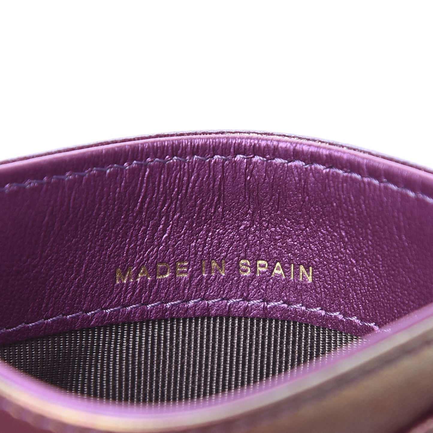 Iridescent Lambskin Quilted Card Holder Purple