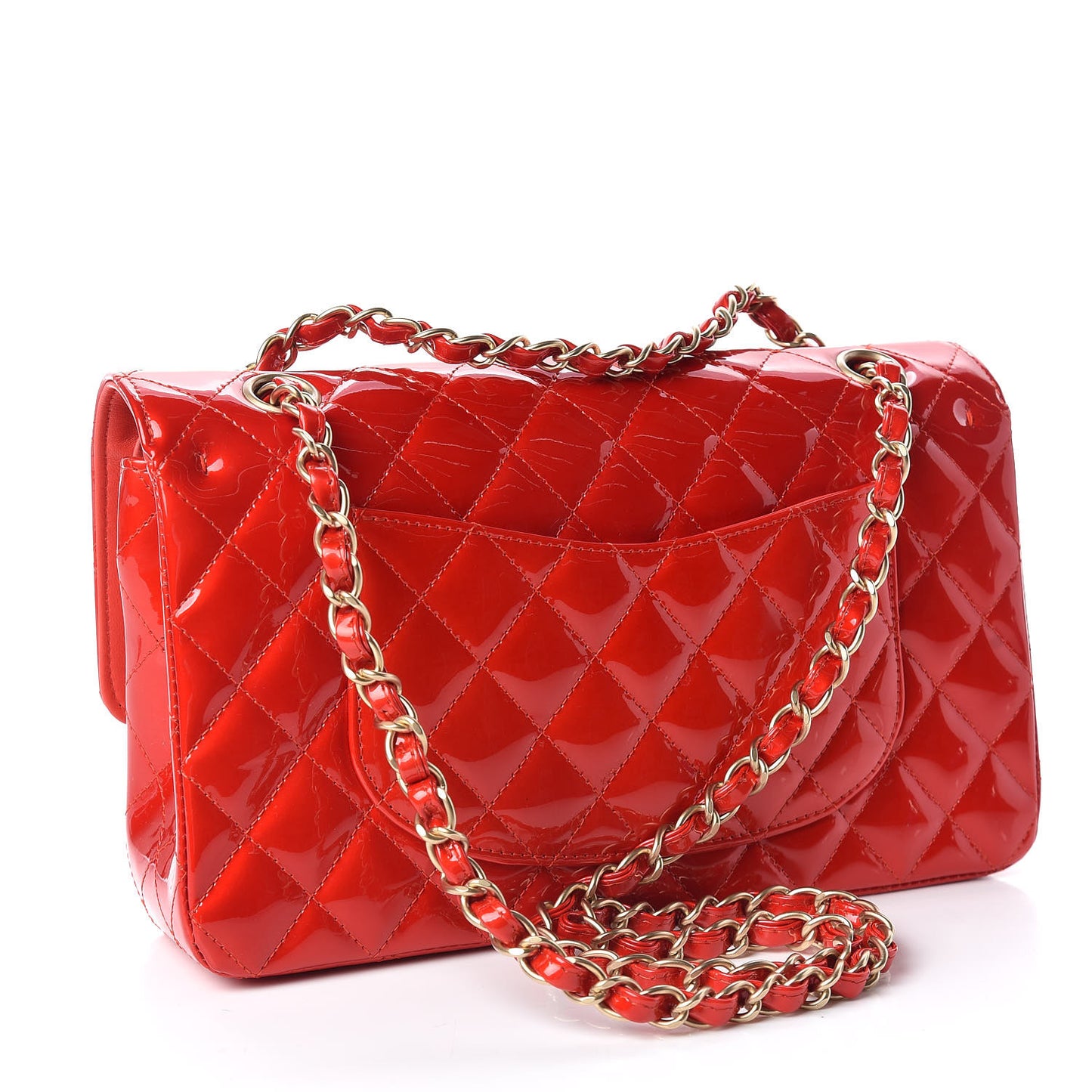 Patent Quilted Medium Mobile Art Double Flap Red