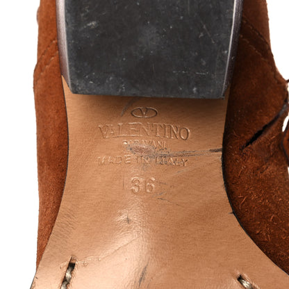 Valentino Garavani Suede Rockstud Double Buckle 50mm Cowboy Ankle Boots 36 Selleria 6 of 11