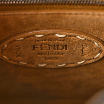 Fendi Suede Macro Stitchings Mini Peekaboo Iconic Satchel Marrone 6 of 8