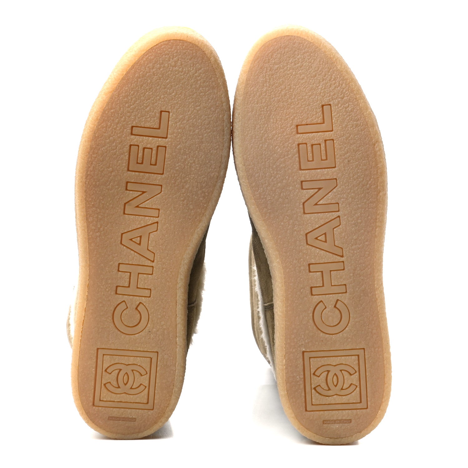 Chanel Suede Shearling Boots 36.5 Khaki 5 of 8