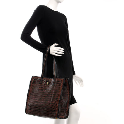 Prada Goatskin Woven Shopping Tote Cacao 2 of 7