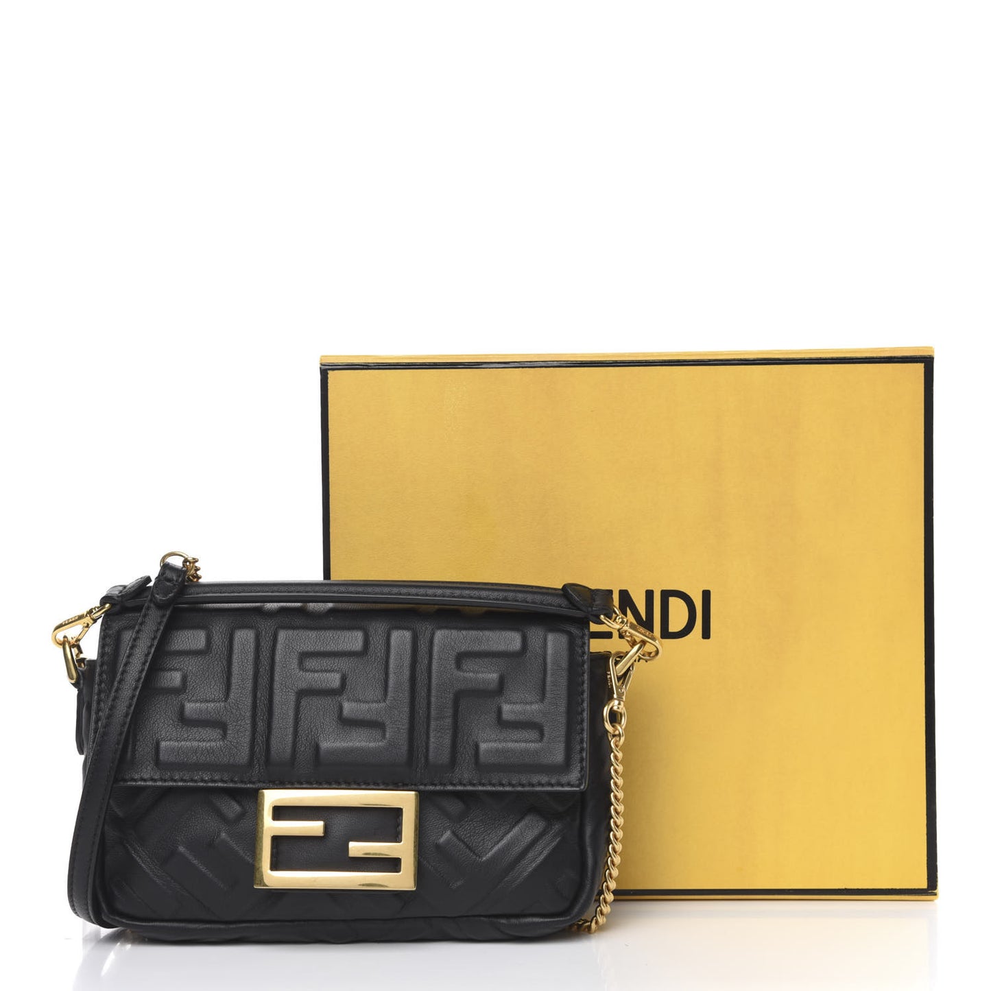 Nappa FF 1974 Embossed Mini Baguette Black