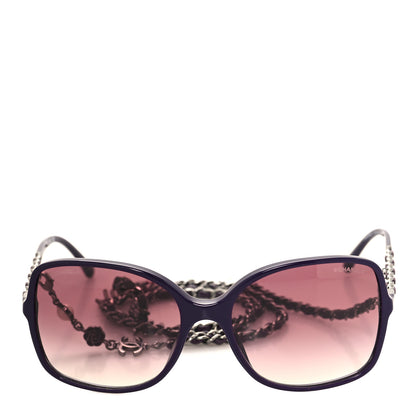 Chanel Acetate Metal Lambskin Square Chain Sunglasses 5210-Q-A Purple 2 of 9