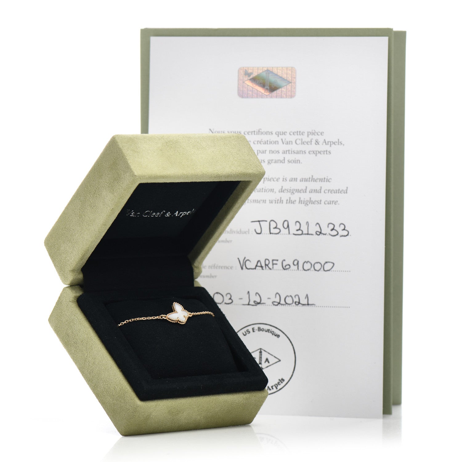 Van Cleef & Arpels 18K Yellow Gold Mother of Pearl Sweet Alhambra Butterfly Bracelet 5 of 5