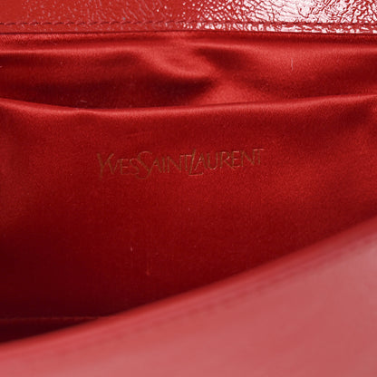 Saint Laurent Textured Patent Monogram Belle De Jour Clutch Red 6 of 6
