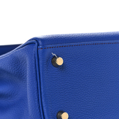Hermes Togo Horseshoe Kelly Retourne 25 Bleu Electrique Bordeaux 9 of 38