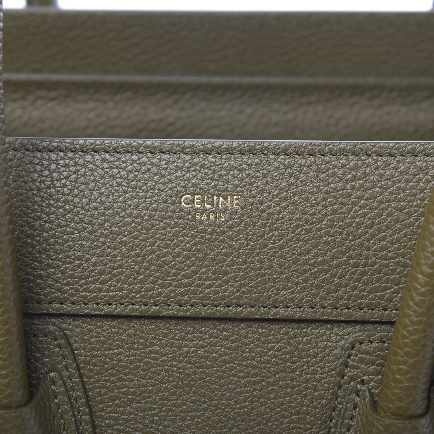 Celine Drummed Calfskin Micro Luggage Dark Olive 8 of 11